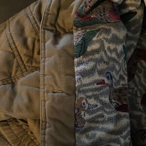 Vintage Men's Quilted duck pattern lined Bomber Style Hunting  Jacket